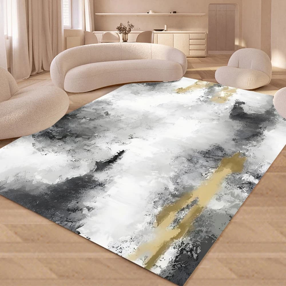 Modern Abstract Design Area Rug Non Shedding Soft Carpet for Living Room Bedroom Kitchen Doormat NonSlip Flannel Floor Mat