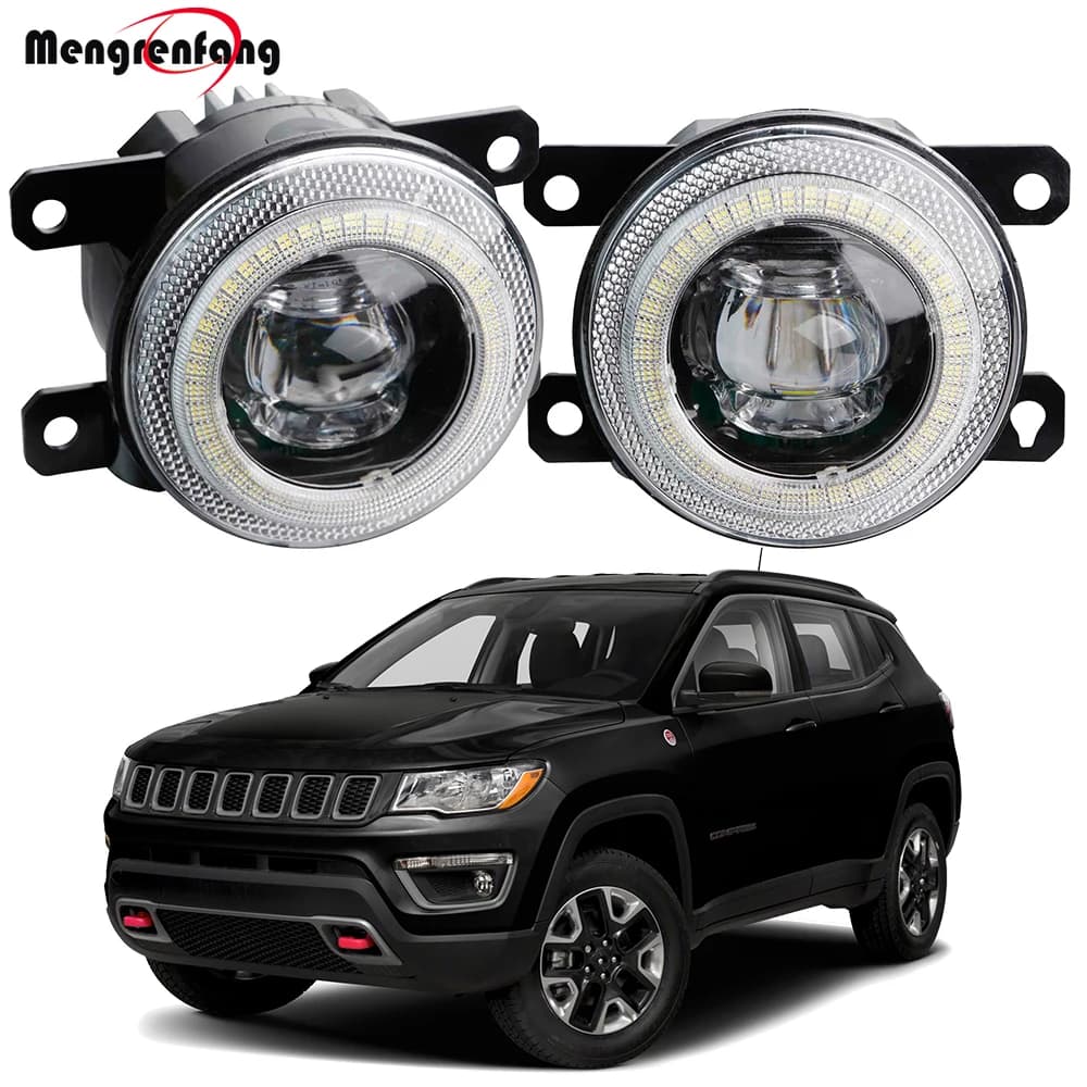 Fendinebbia a LED anteriore per auto 2 in1 con lampada da marcia diurna Angel Eye DRL 30W 8000LM per Jeep Compass MP 2017 2018