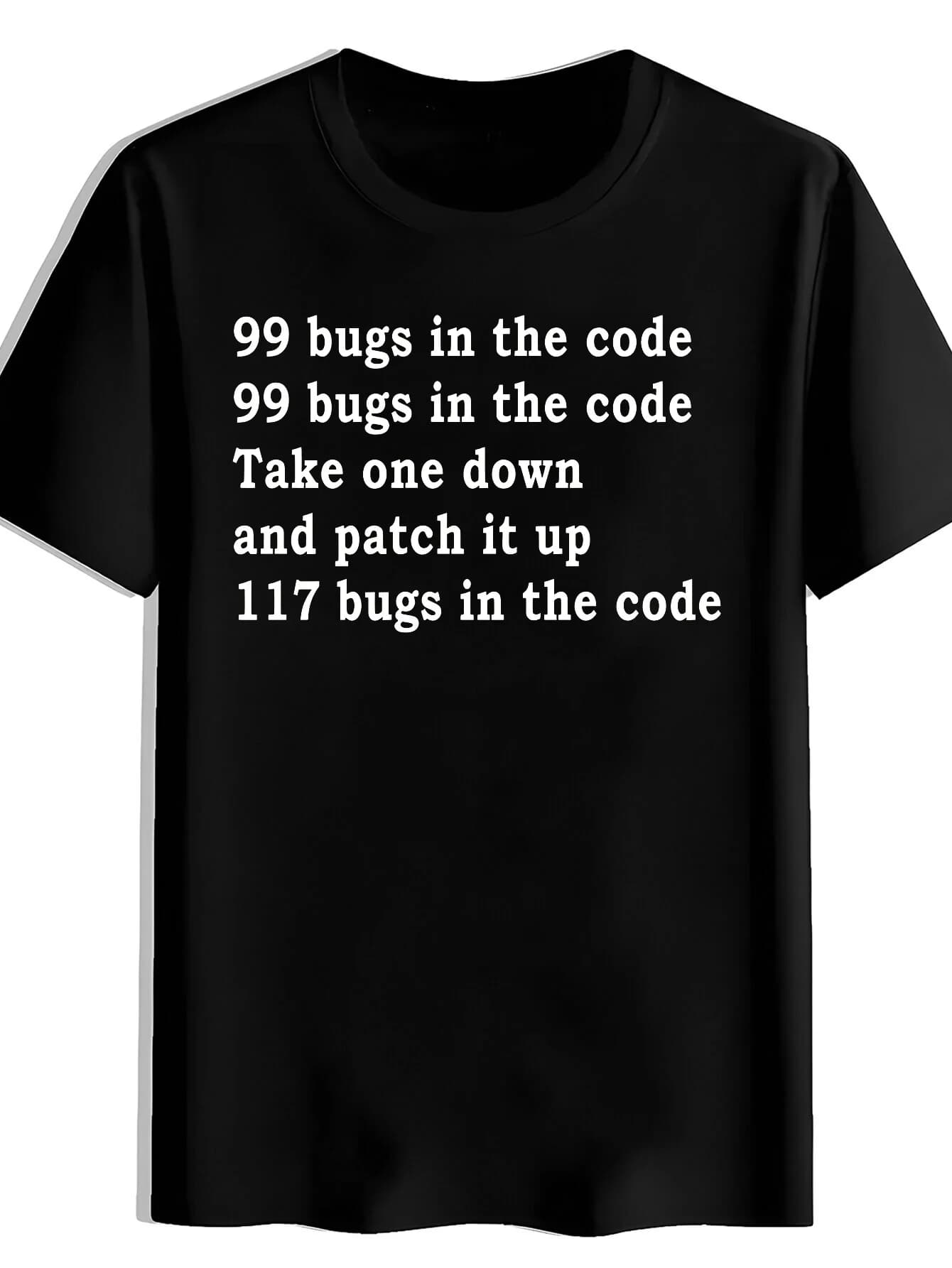 Men's Programmer-Themed T-Shirt with Coding Print - Tech Gift Suitable for Daily Wear, Machine Washable Anti-Pilling Quick-Dry Shirt, Casual Loose Fit Round Neck Short Sleeve for Coding Events, Travel & Gifts for Programmers