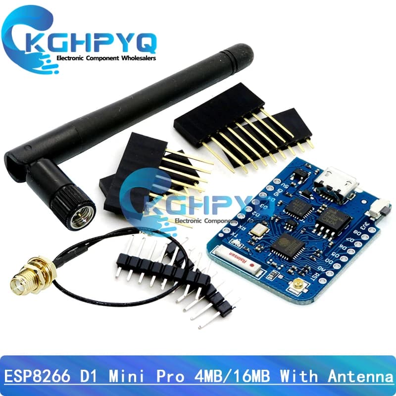 WEMOS D1 Mini Pro 4M 16M Bytes con Connettore per Antenna Esterna, Scheda di Sviluppo WIFI Basata su NodeMCU ESP8266 ESP-8266EX CP2104 Micro