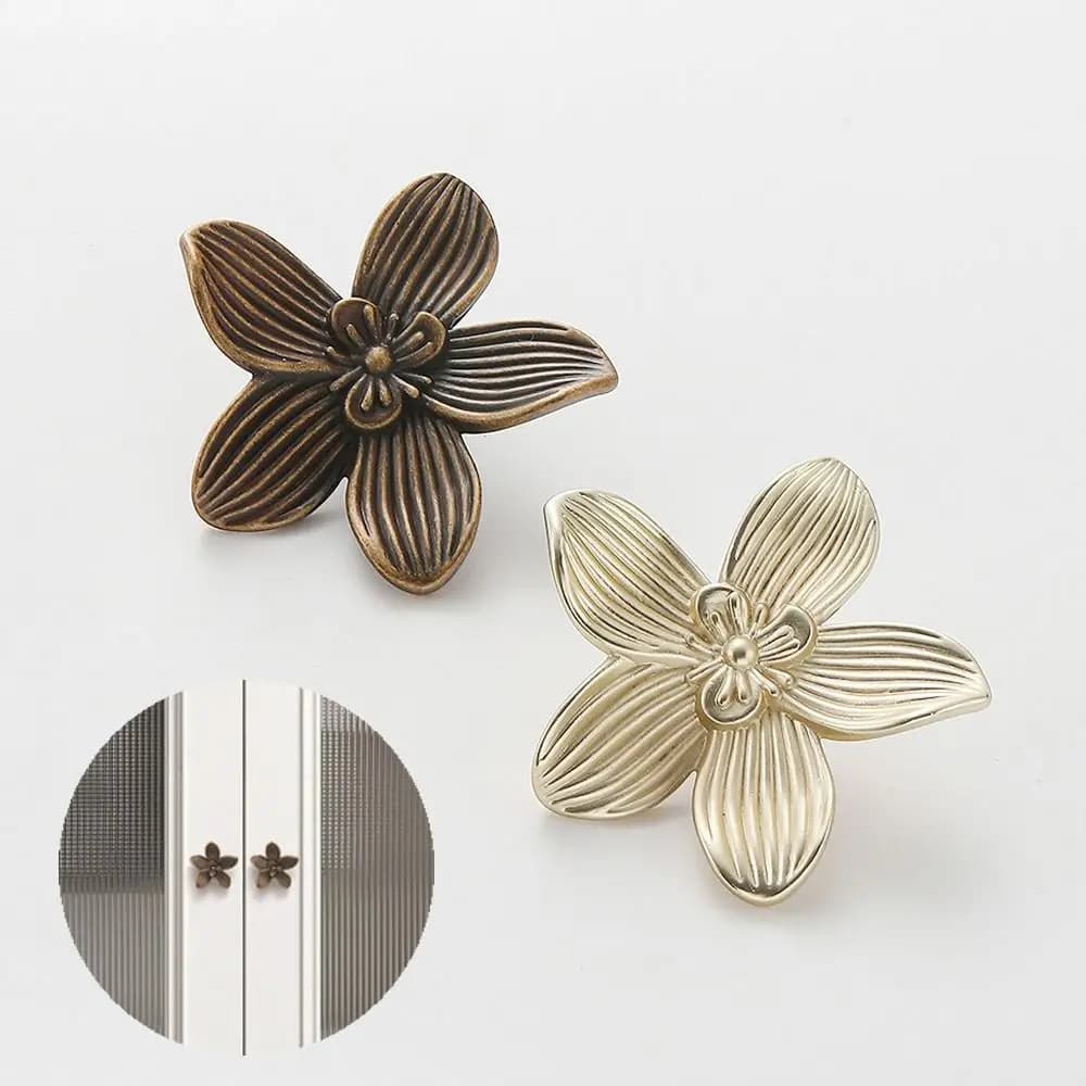 Maniglia per Cassetto in Lega di Zinco, Finitura Oro o Bronzo, Design Creativo a Petalo, Accessorio per Mobili e Porte di Armadi