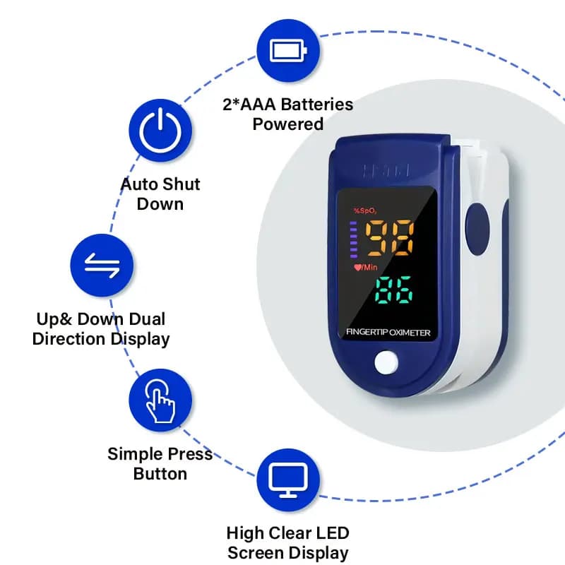 Portable finger pulse oximeter Digital finger pulse oximeter LED finger diagnostic monitoring tool for blood oxygen heart rate health