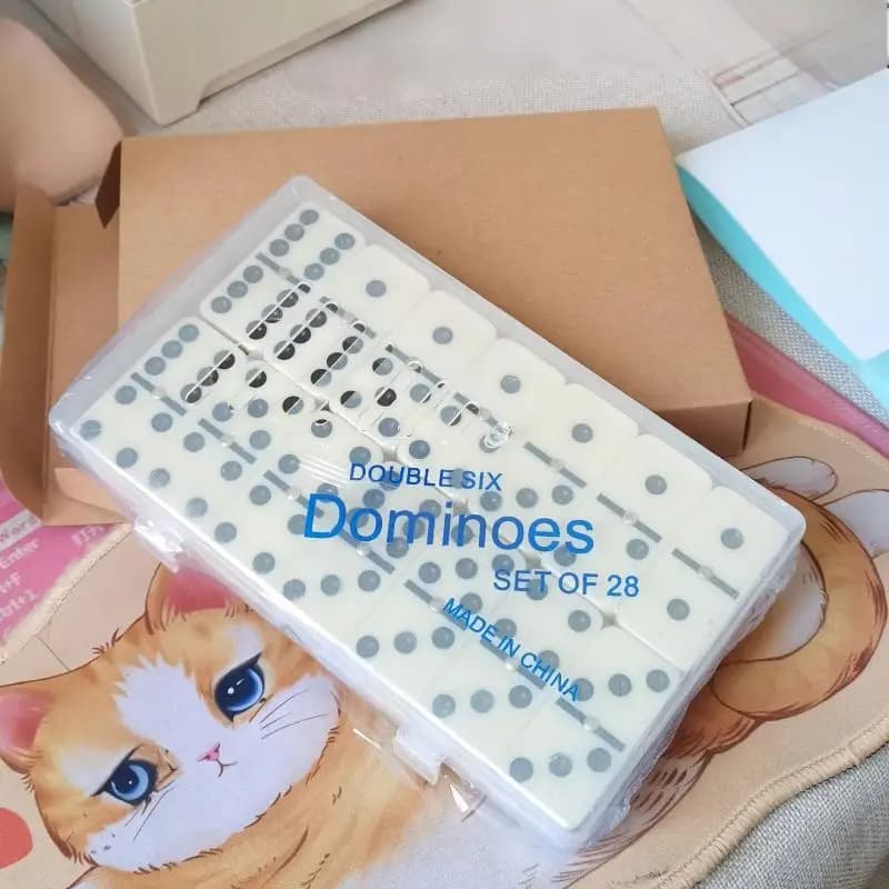 28 Piece Double Six Domino Set with Ivory White Ribbon Riveting Transparent Storage Box Adult Leisure Home Puzzle Chess Game
