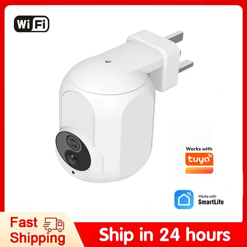 Wall mounted camera Tuya APP Wifi 360 ° IP cameras with LED lamp light for home security night vision 1080P Wanan