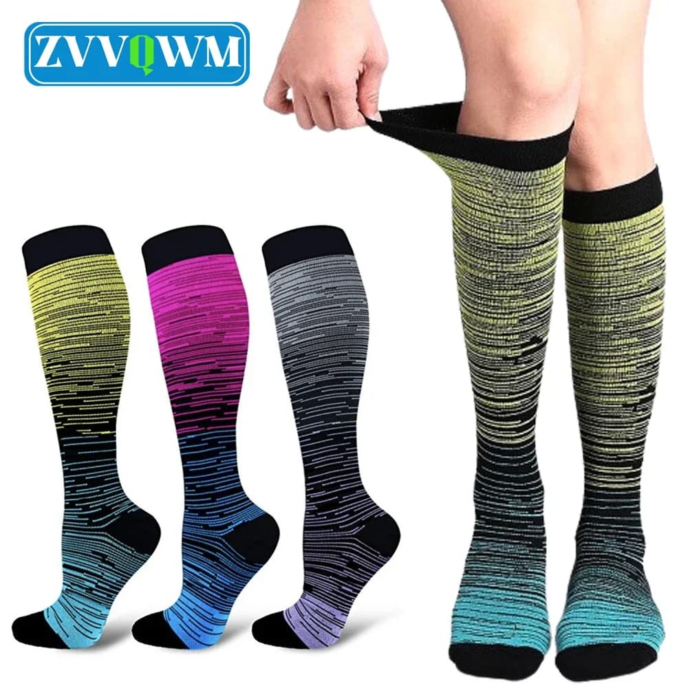 1 paio di calze al ginocchio ad alta compressione circolazione donna uomo calze sportive da corsa calze lunghe da ciclismo atletiche Varicose Venis