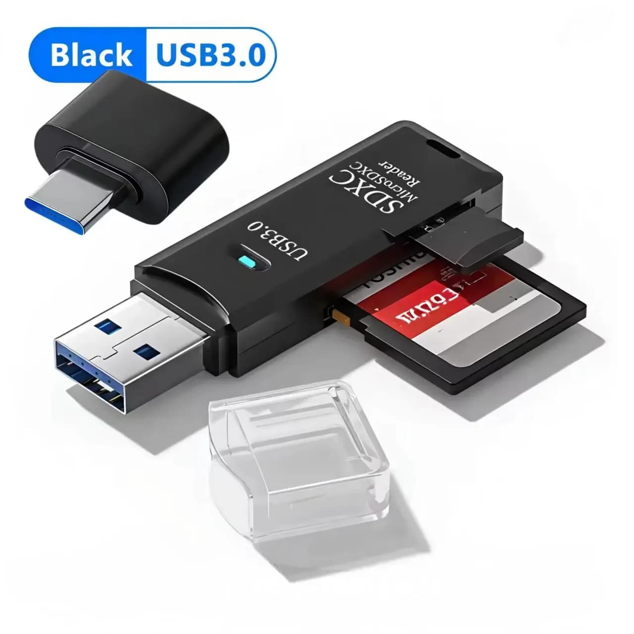 Lettore di Schede USB 3.0 e 2.0 2-in-1 ad Alta Velocità con Adattatore Type-C, Convertitore ad Alta Velocità 5Gbps, per Fotocamera e Laptop