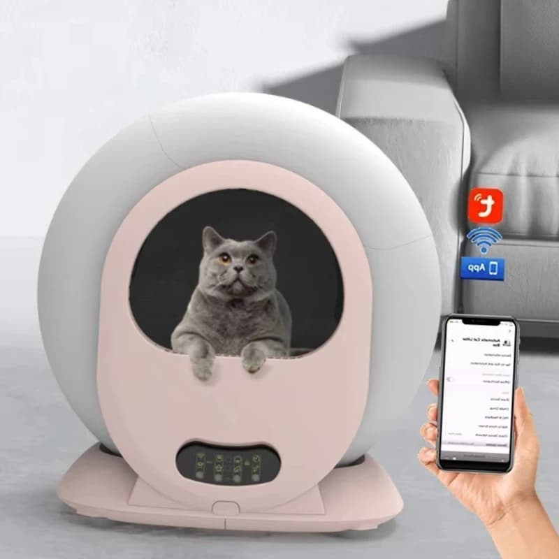 Lettiera per Gatti Automatica Intelligente Autopulente Silenziosa Elettrica con Ampio Spazio Chiuso