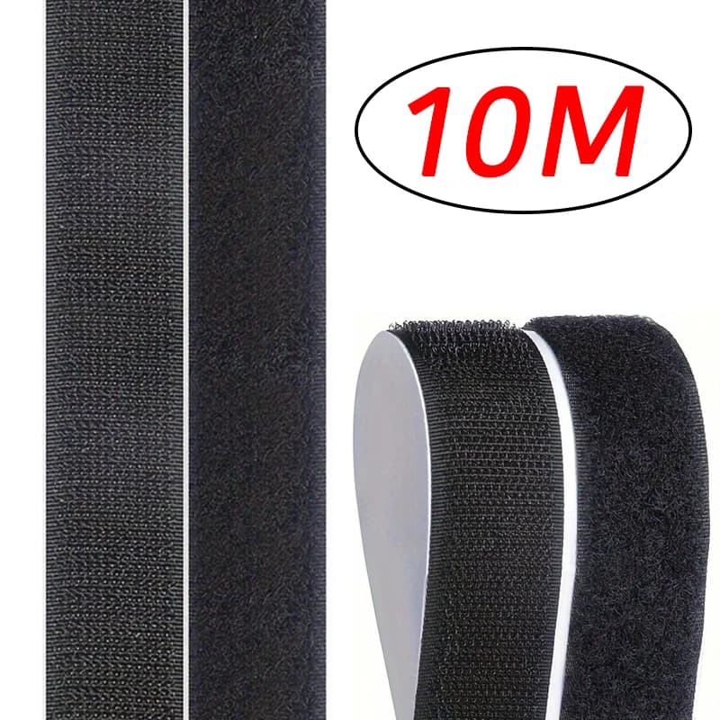 Nastro Magico Autoadesivo 10M*2 20/25/30/50mm, Chiusura a Strappo in Nylon, Adesivo Velcro con Colla per Cucito