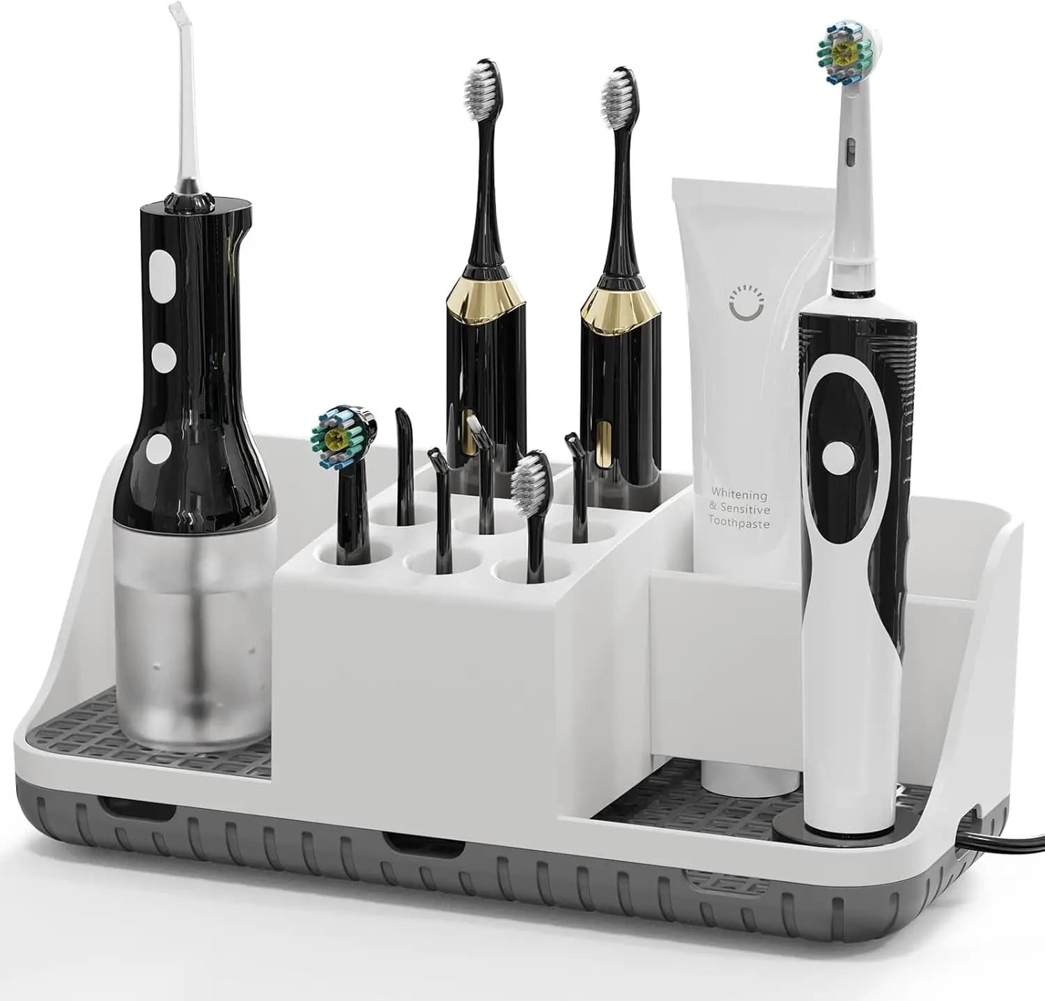 Electric Toothbrush holder with Cable Supports, Bathtub Organizer, Family friendly