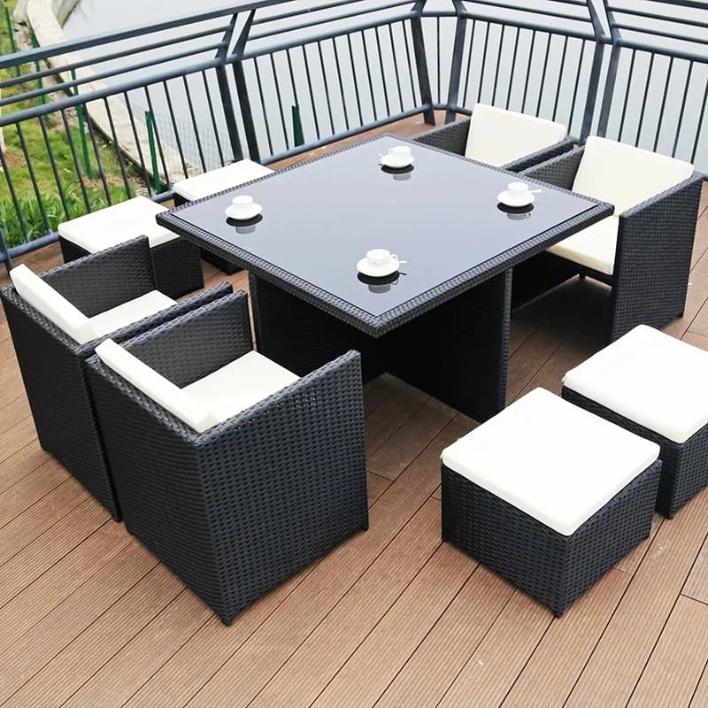 Outdoor table and chair villa courtyard garden leisure rattan chair set combination waterproof and sunscreen outdoor rattan tea