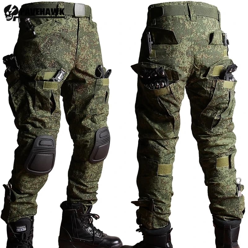 Mimetic Fighting Cargo Pants Hunting Jumpsuit Men's wear-resistant hiking trousers Waterproof multitask breathable stretch pants