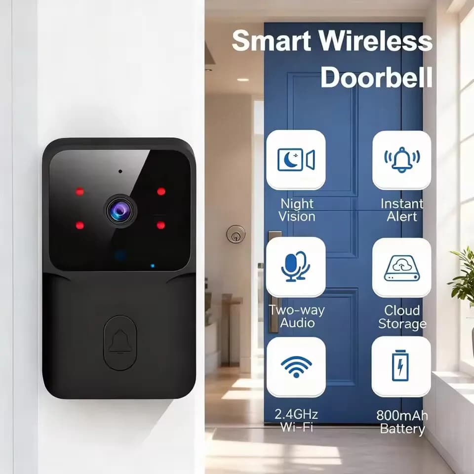 Campanello WiFi Intelligente per Casa, Campanello Wireless WiFi con Telecamera Alimentata a Batteria DC/AC, Videocitofono