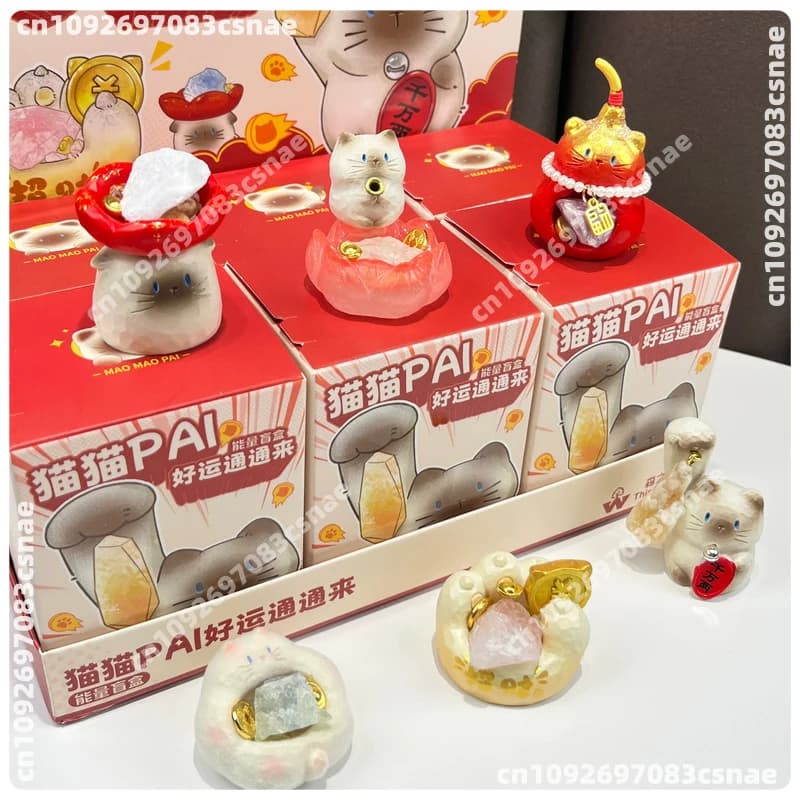 New Cat PAI Good Luck Meow Energy Blind Box Natural Crystal Desktop Decoration Cartoon Cute Meow Cute Ornaments Gift In Stock