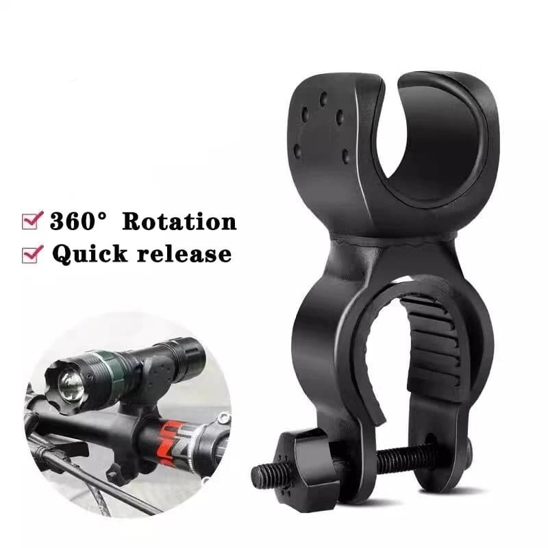 Staffa per luce per bici girevole a 360 gradi Supporto per supporto per torcia a LED per bici da strada MTB Supporto per torcia universale Clip per luce anteriore