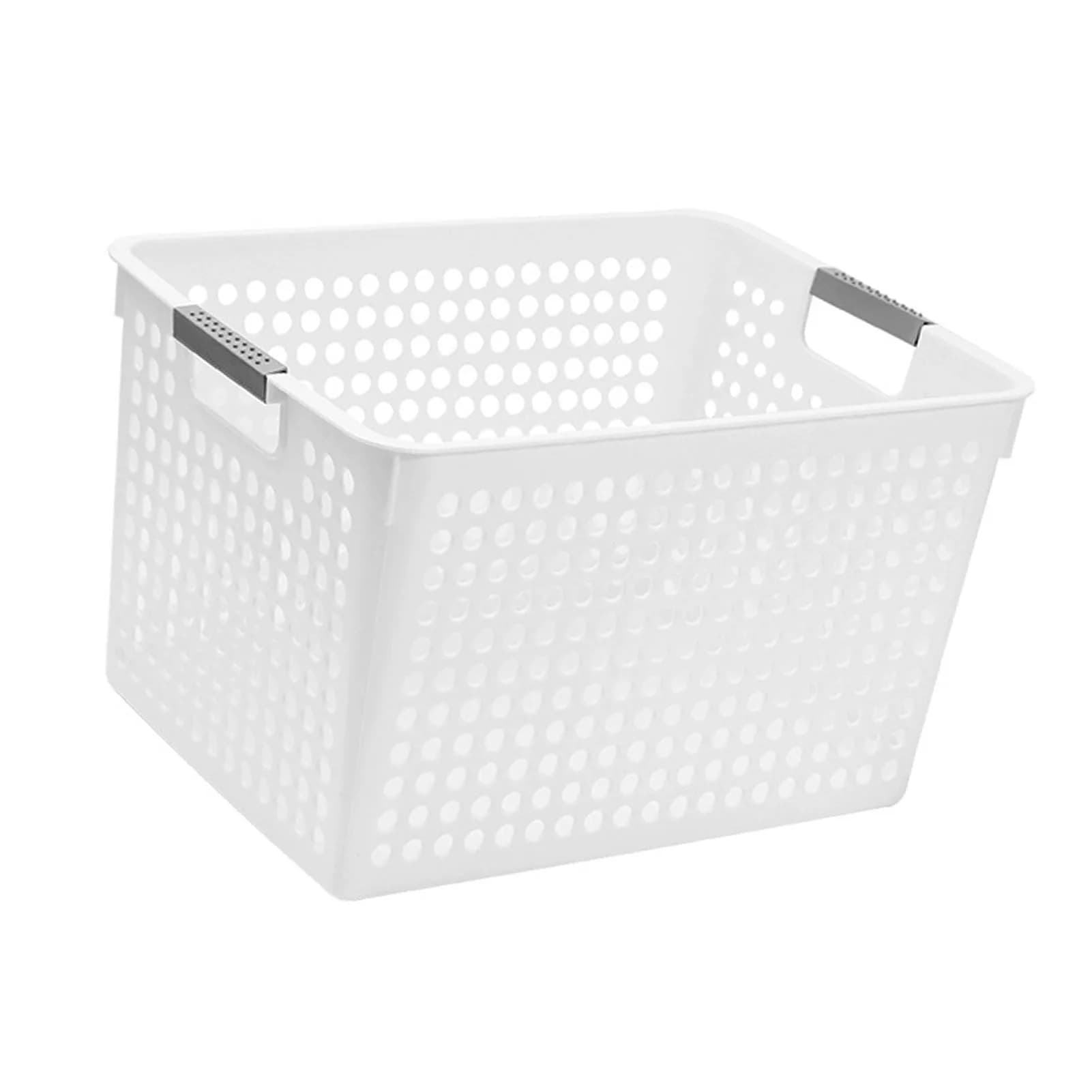 Contenitore portaoggetti in plastica, cestino da scrivania per snack e giocattoli, scatola portaoggetti con maniglia per dispensa, cucina, bagno, armadio