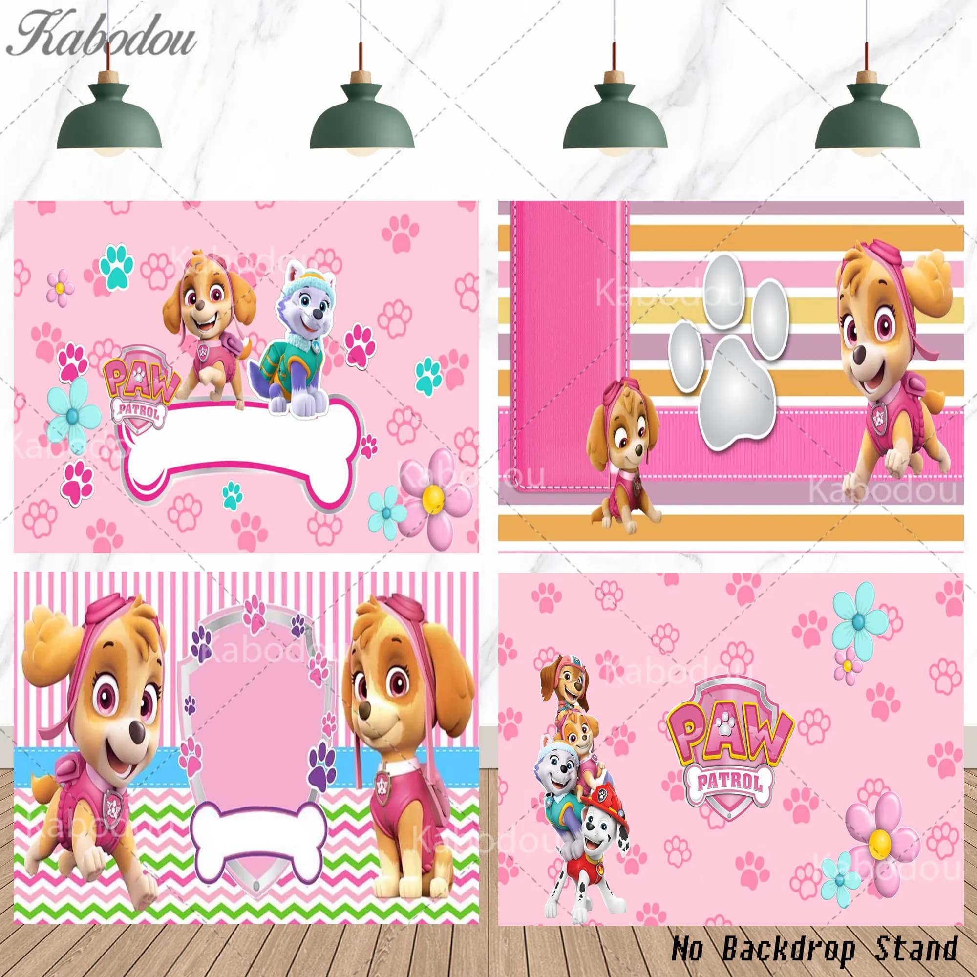 Sfondo Rosa Paw Patrol Everest Skye Cani Decorazione per Primo Compleanno Bambina Banner per Baby Shower Copertura per Soggiorno
