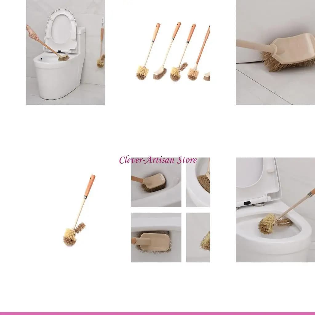 E06B Household Wooden Long Handle Toilet Brush Home Hotel Kitchen Bathroom Multifunctional Detachable Closetool Cleaning Tools