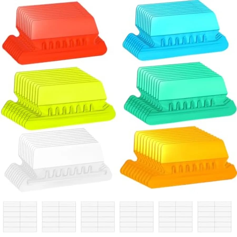 File Folder Tabs Hanging File Folder Labels 60 Sets Plastic File Tabs with Inserts for Hanging Files