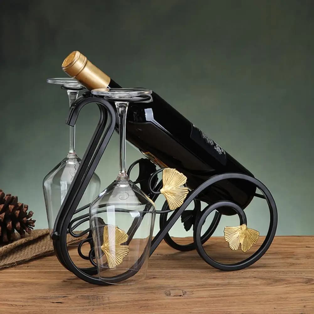 Wine Rack Iron Triangular Base Wine Holder Retro Swan Bicycle Wine Rack with Glass Holder Decorative Lady Bottle Stand for Home