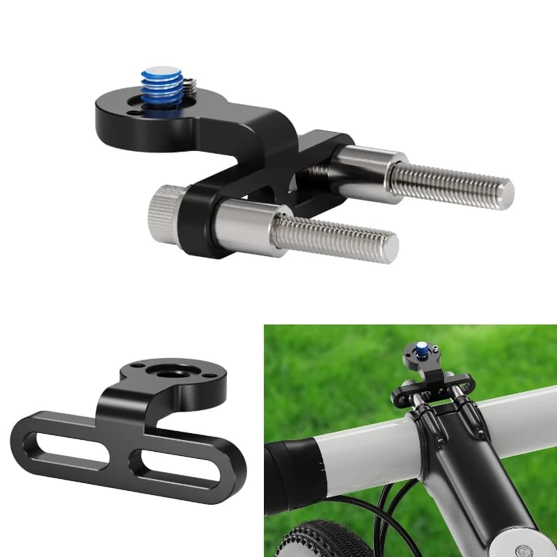 Supporto per attacco manubrio per bicicletta in alluminio 1/4 Supporto per testa a sfera per GoPro DJI Insta360 Supporto per telefono per action camera Clip per supporto per luce anteriore per ciclismo