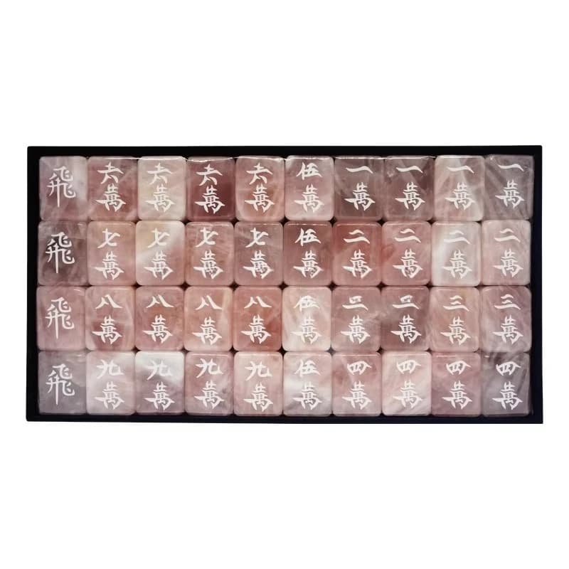 Set da gioco Mahjong in giada con custodia, piastrelle