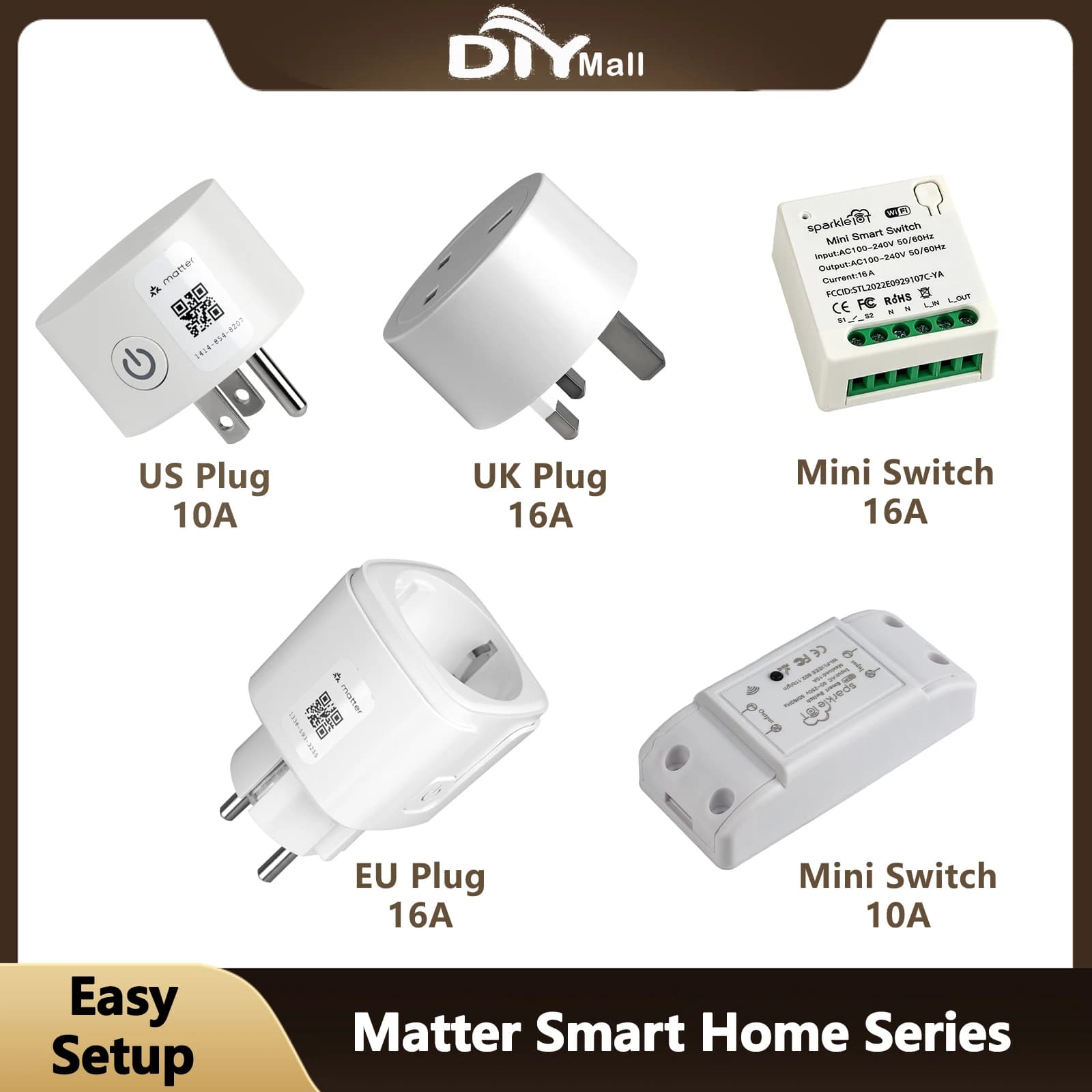 Matter Smart Home Plug Clamp Switch Relay Switch Timer Voice Control APP Works with Alexa/Google Home/Smartthings/Home-Kit Siri