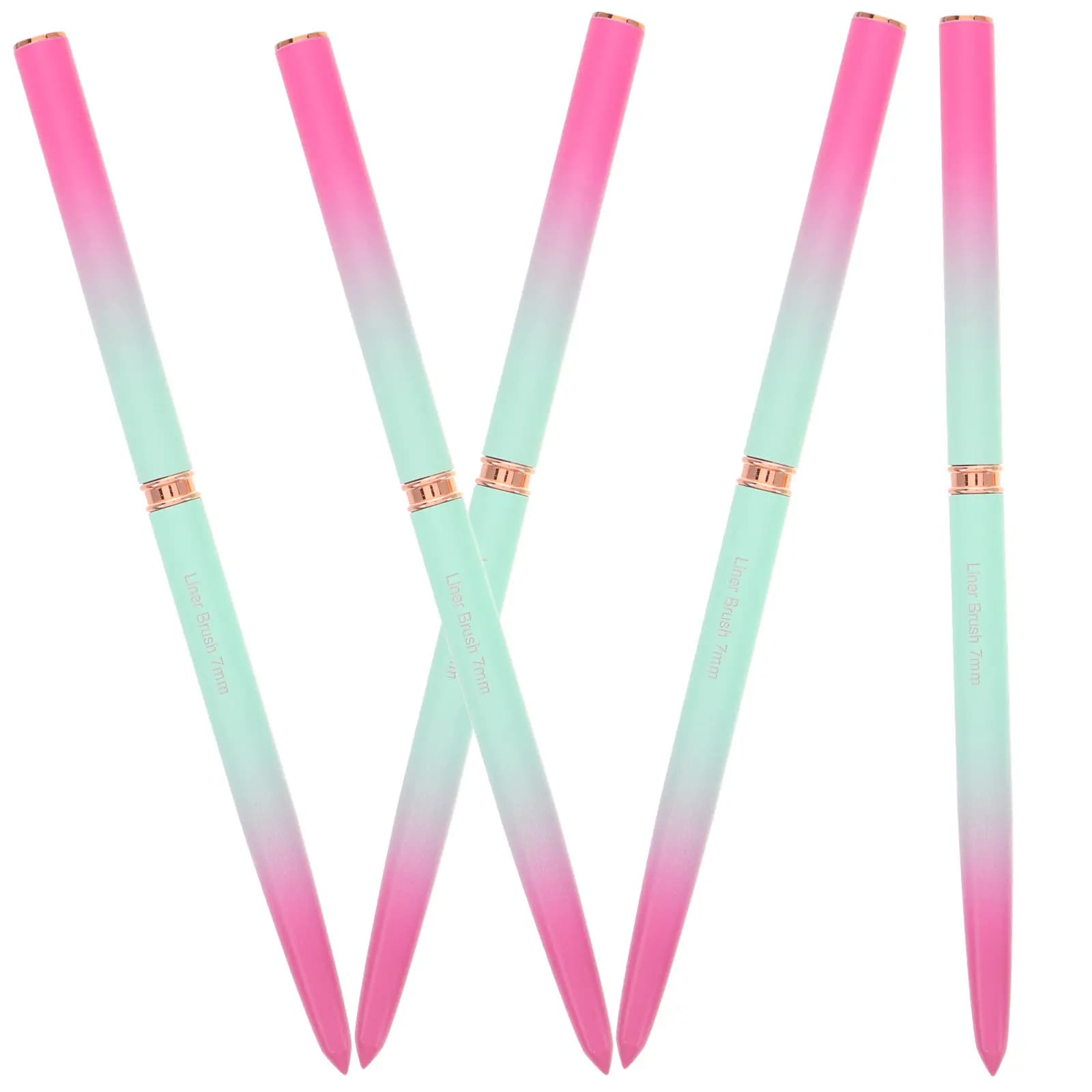 Set of 5 Fine Brushes for Nail Art with Metallized Aluminum Handle for Shoeing and Details