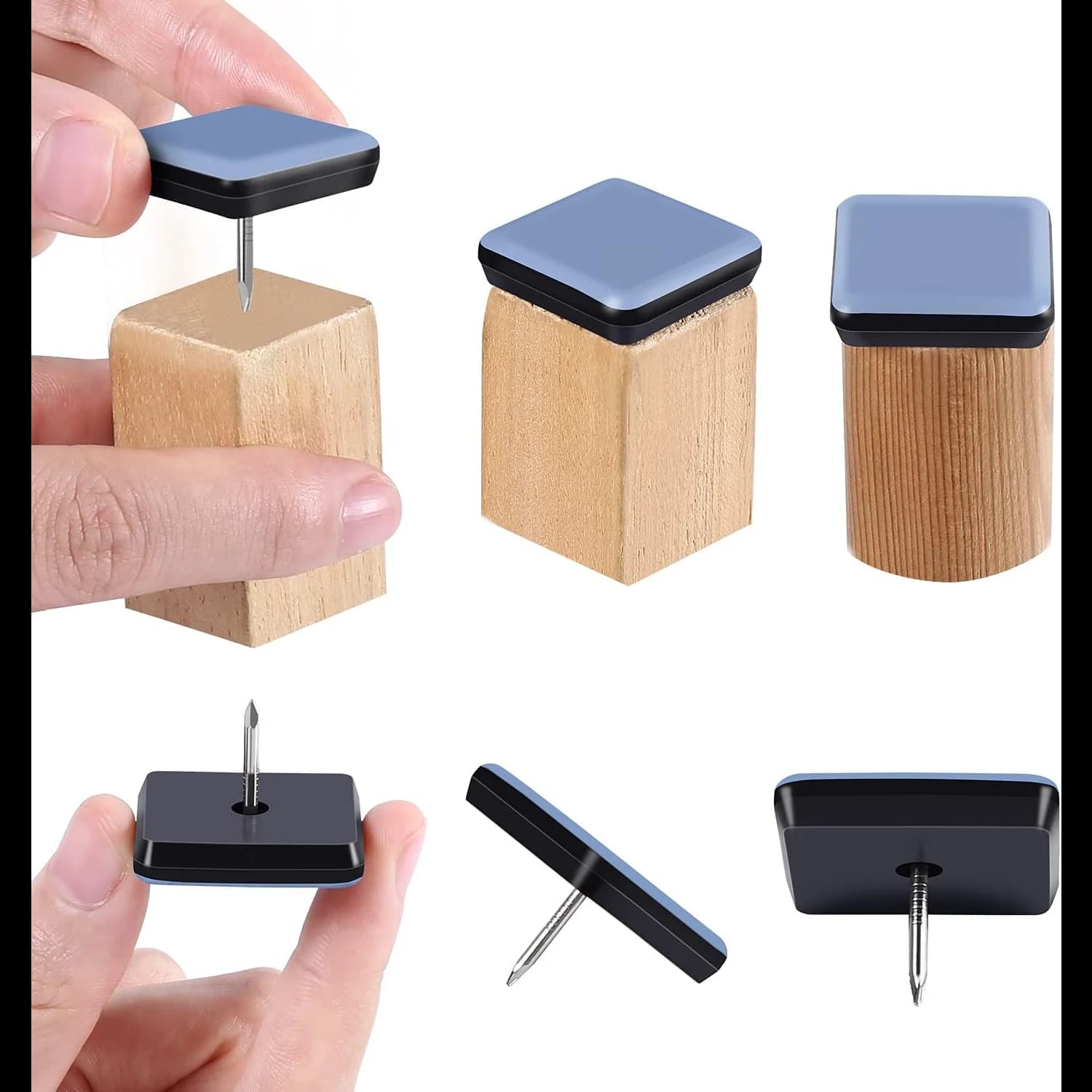 10 pezzi di protezioni per gambe di sedie con chiodi quadrati, anti-graffio, per mobili in legno duro