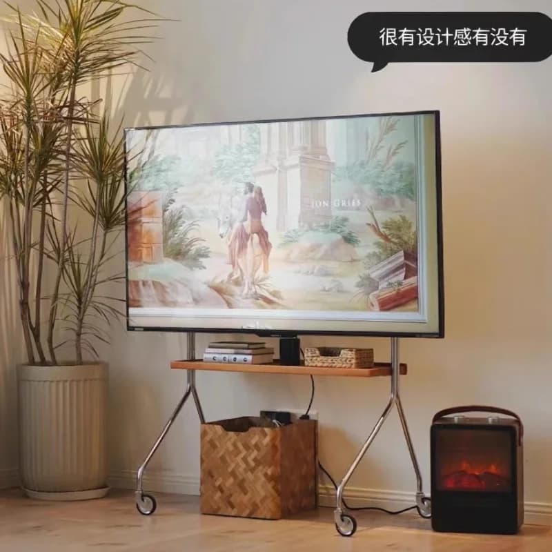 Supporto per Monitor da Pavimento Universale, Mobili per Casa, Supporti TV in Metallo Stile Medievale con Pulegge, Supporti TV Mobili per Soggiorno