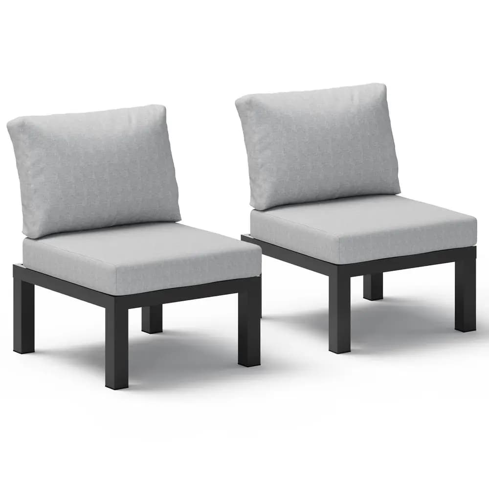 Set Divano da Esterno per Patio, Divano Modulare a 2 Posti con Poltrone Singole e Cuscini Rimovibili, Set Conversazione da Esterno per Tutte le Stagioni