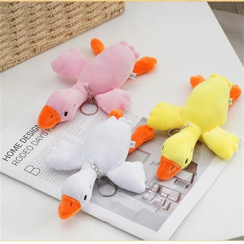 Peluche grande oca da 15 cm Portachiavi per bambola con ciondolo animale di peluche carino per ragazze - Decorazioni per feste di matrimonio di Natale 3 colori