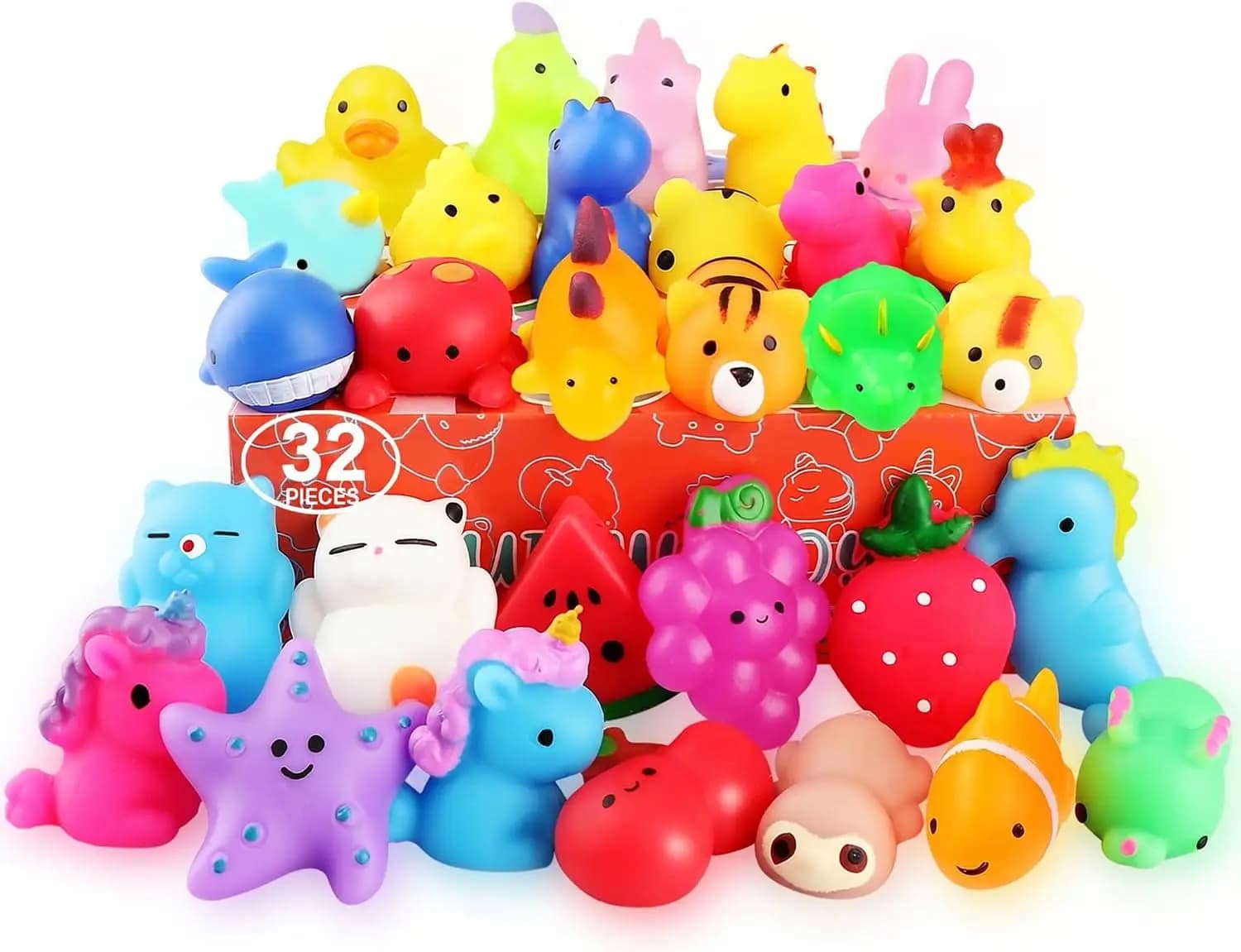 Set di 32 Giocattoli Mochi Squishy - Squishies a Forma di Gatto Kawaii, Animali a Lenta Risalita - Regali per Feste, Regali di Compleanno, Antistress