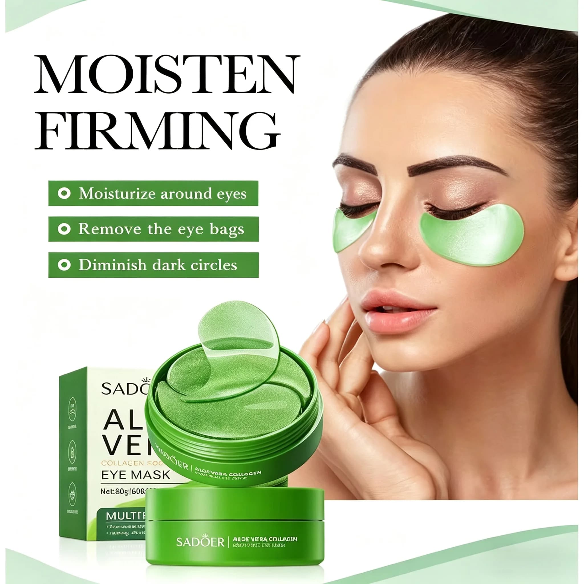 60 pcs Aloe Vera Collagen Eye mask Anti Dark circles Remove Eye Bags Hydrating Satin Patch for Eye Eyes Products for Skin Care