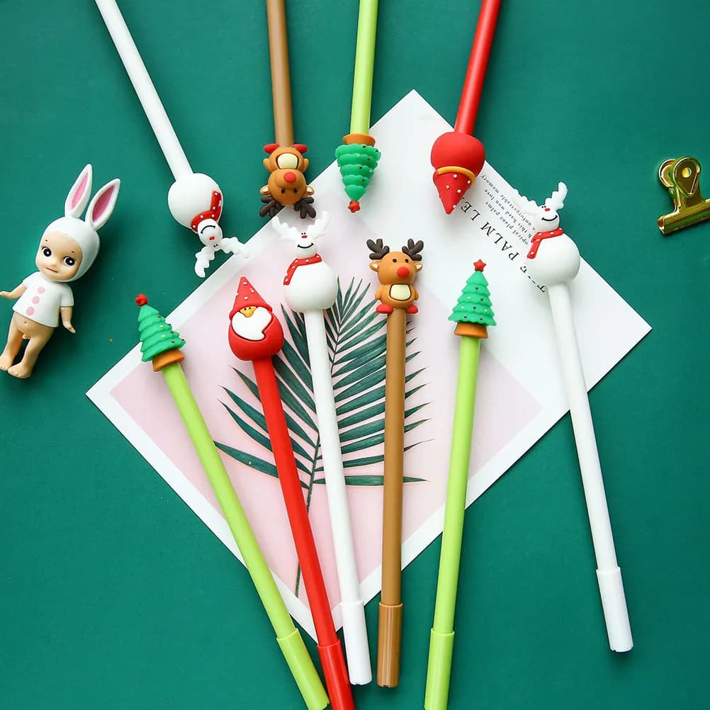 6 penne gel natalizie adorabili con inchiostro nero, penne per scrittura e disegno, per bambini, studenti, scuola, ufficio, forniture per feste natalizie