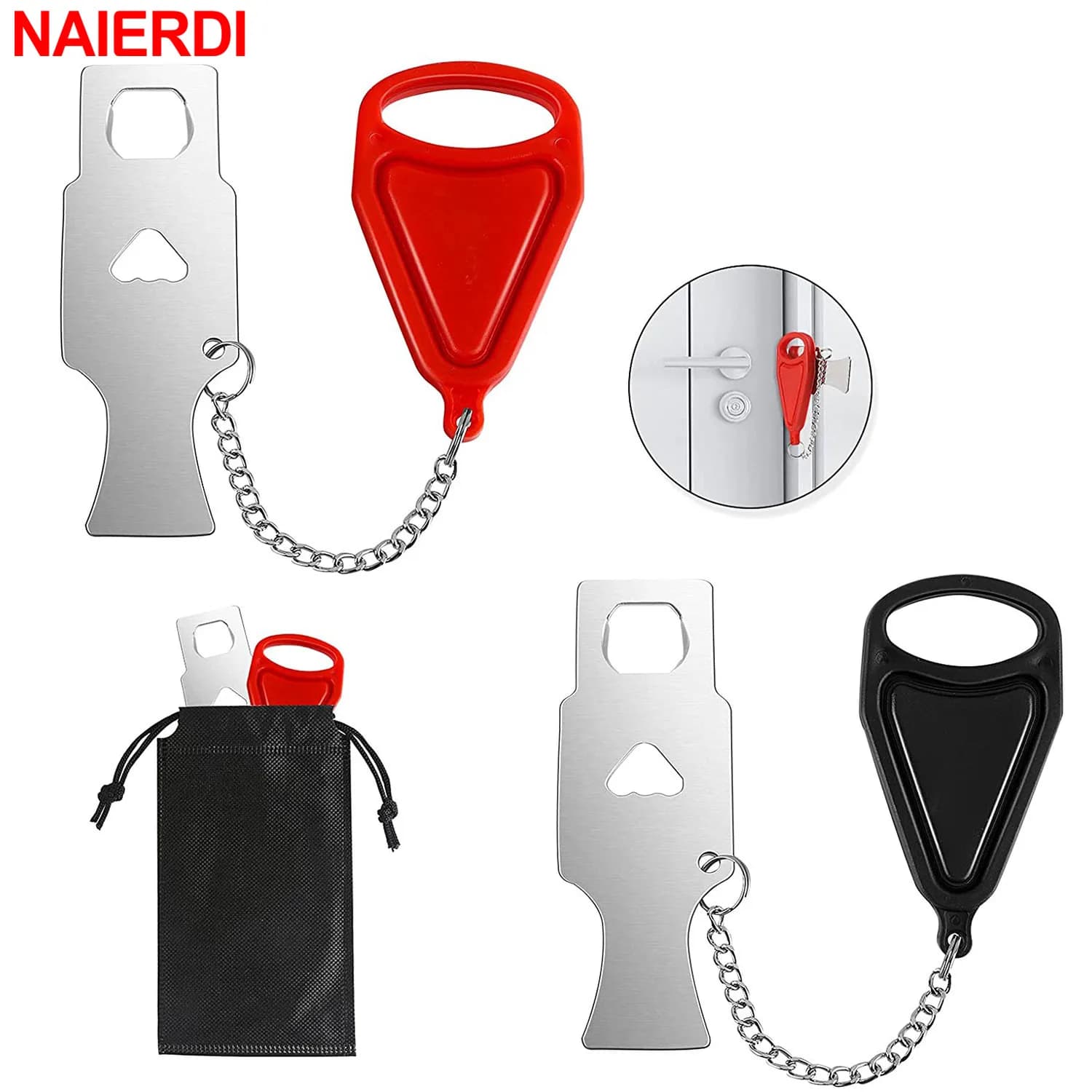 NAIERDI serratura portatile serratura di sicurezza serratura in metallo antifurto serratura di sicurezza ideale per dormitorio di viaggio, airinoltre, Hotel, casa, Motel