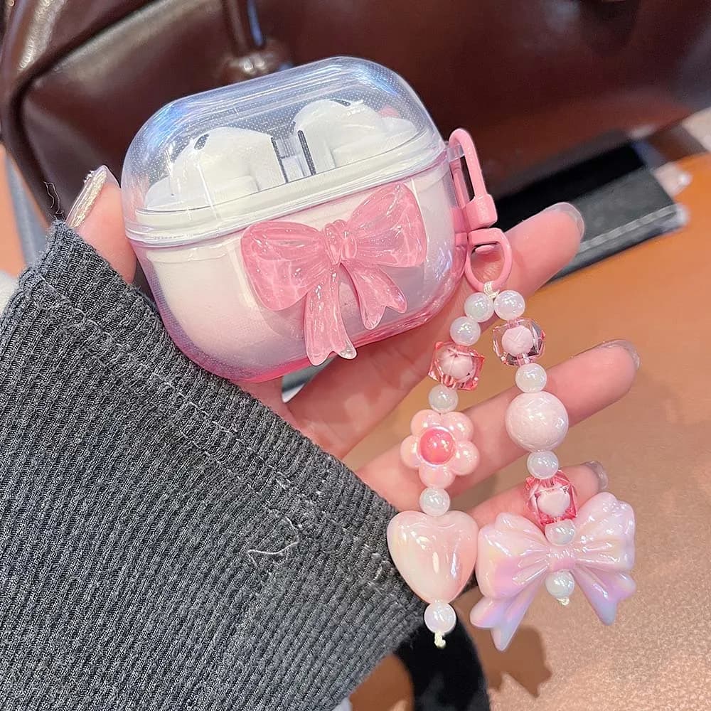 Gradiente Carino Arco Fiore FAI DA TE Cassa Del Auricolare Ciondolo di Cristallo Per Samsung Galaxy Buds 2 3 Pro Live FE Copertura Auricolari Accessori