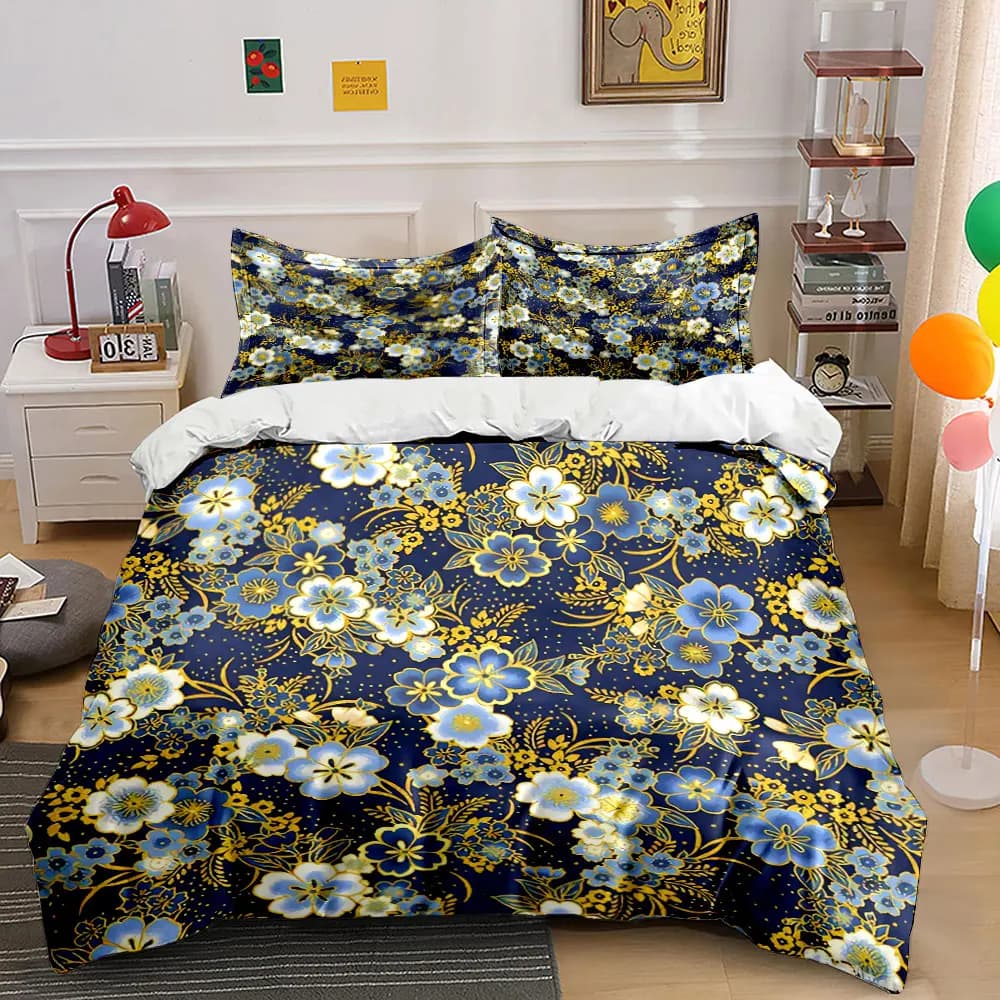 Set di Biancheria da Letto con Motivo Floreale, Copripiumino Morbido e Confortevole, Include 1 Copripiumino e 2 Federe, Regalo