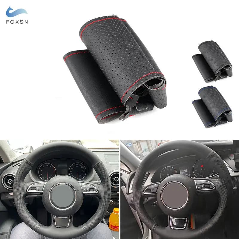 For Audi A1 S1 8X A3 S3 8V A4 S4 B8 A5 A6 C7 A7 S7 A8 S8 Q3 8U Q5 8R Car steering wheel Leather cover Trim Interior accessories