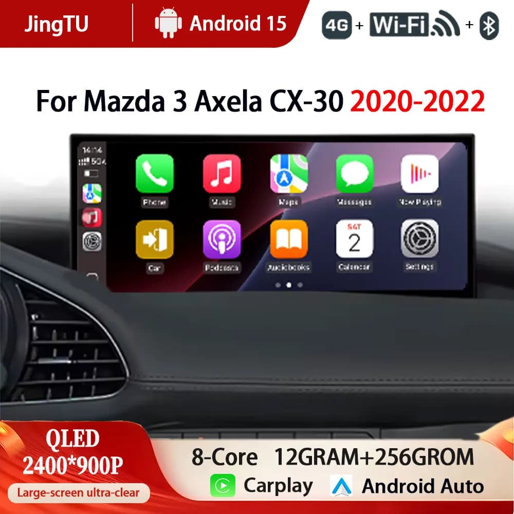 Android Bluetooth 12.3 "Per Mazda 3 Axela CX-30 2020-2022 Auto Radio Multimedia Video Player di Navigazione GPS Auto Carplay WIFI