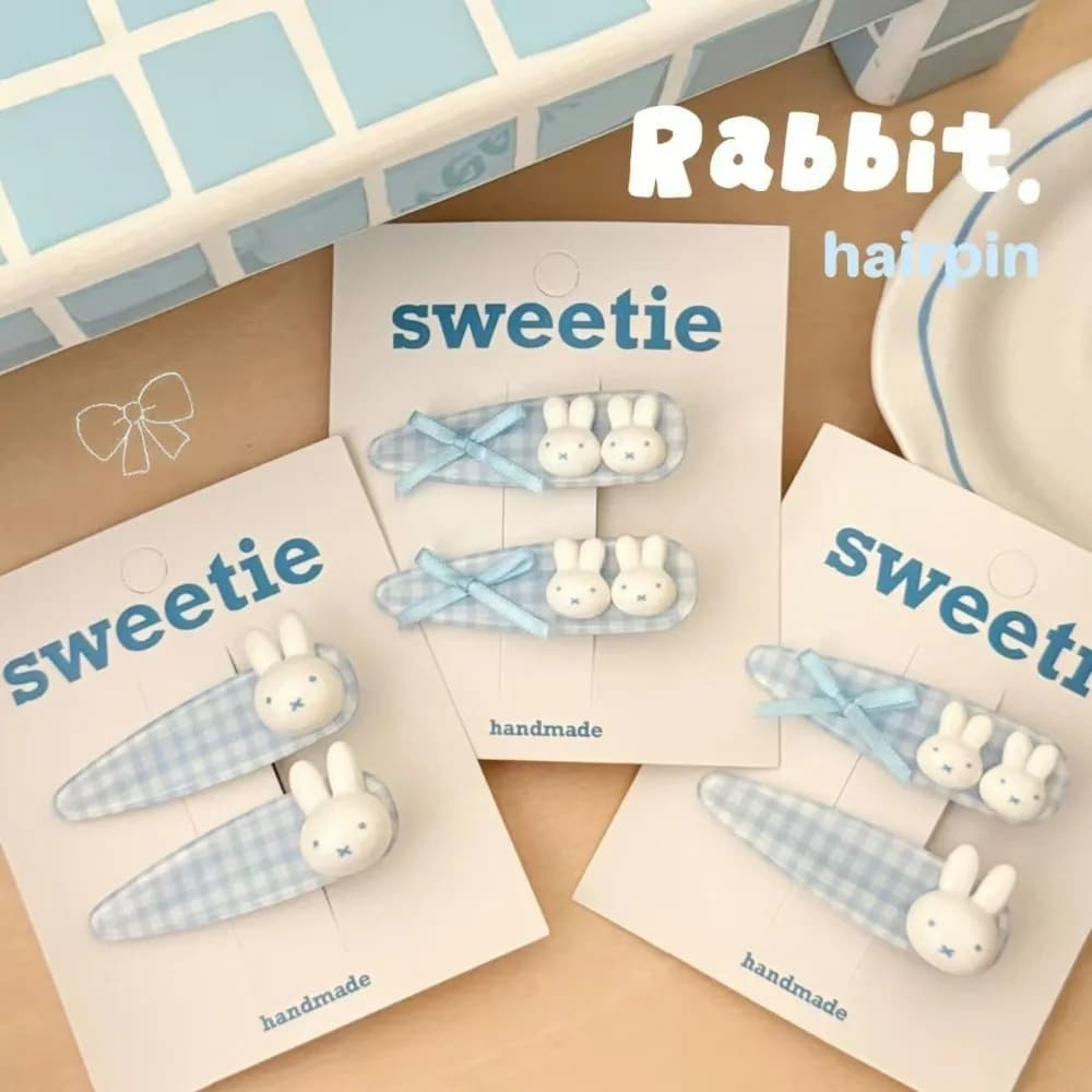 Cute Cartoon Miffy Rabbit BB Clip Kawaii Hair Clip Sweet Girlish Heart Women Student Bangs Side Hair Accessory Daily Wear Gift