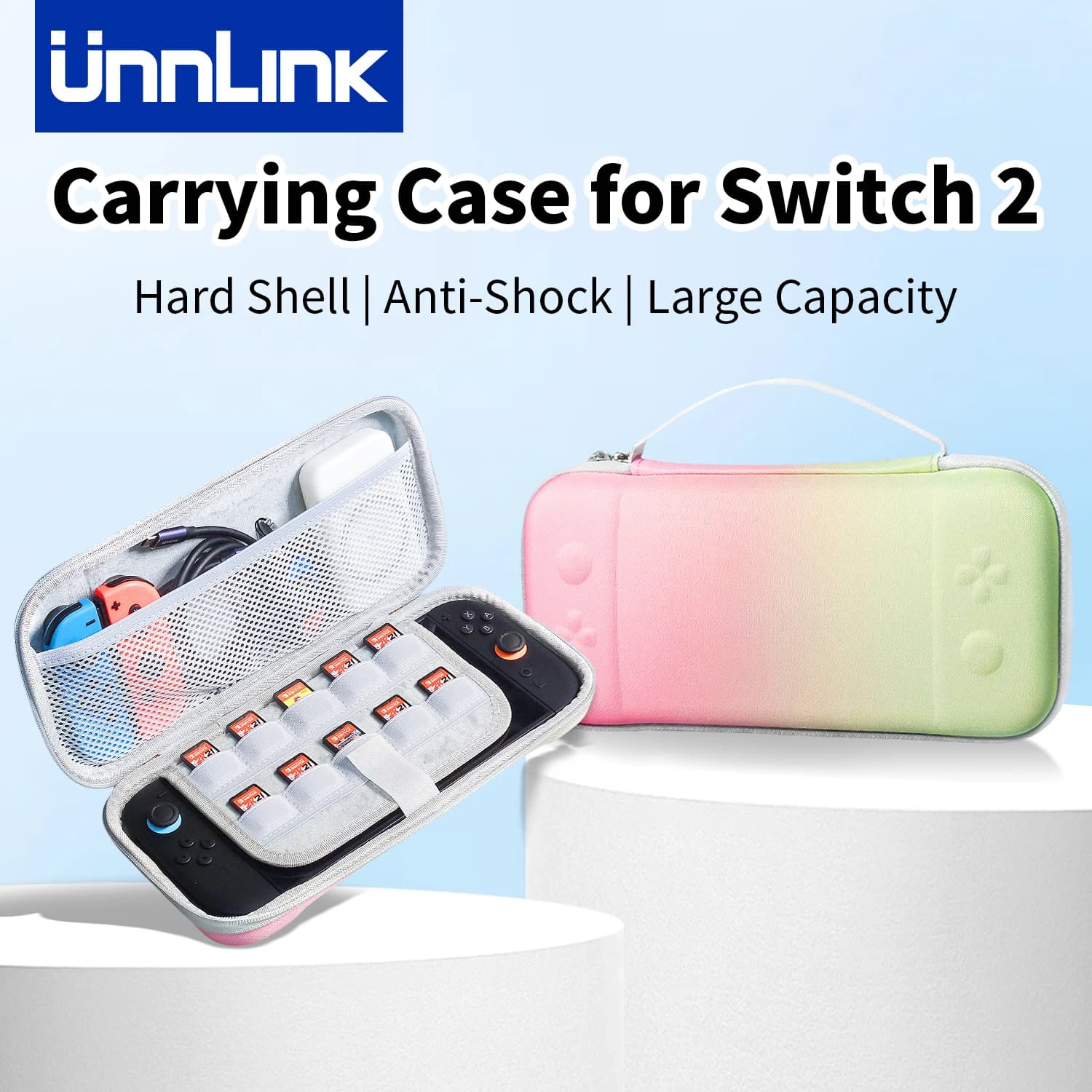 Custodia Protettiva da Viaggio Unnlink per Switch 2, Borsa Portatile Carina per il Trasporto, Cover Rigida per Accessori NS 2