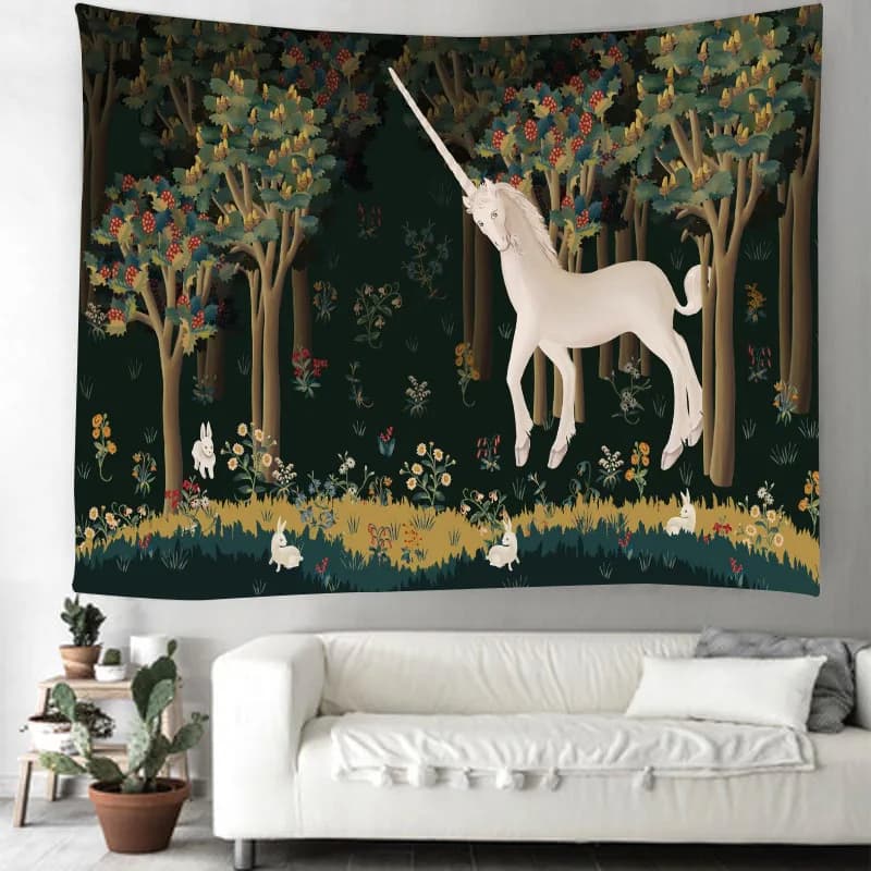 The Unicorn In straight Wall Tapestry Cover telo mare Picnic Yoga Mat decorazione della casa coperta per rivestimento murale animale