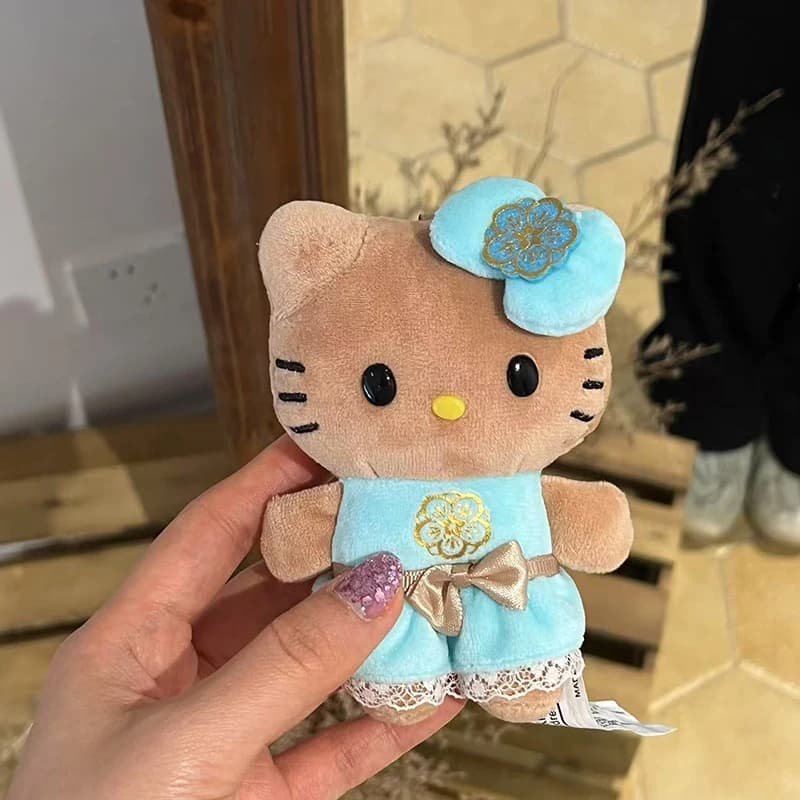 Sanrio Hawaii Hellokitty Plush Toy Cute Black Leather KT Plush Doll Backpack Decoration Pendant Girl Gift