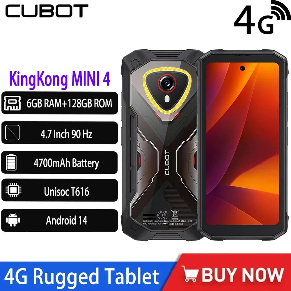 NUOVO Cubot KingKong MINI 4 Telefono robusto 4.7 "Mini telefoni cellulari 8 GB RAM 256 GB ROM 4700 mAh 48 MP 4G Piccolo smartphone Android 15 NFC