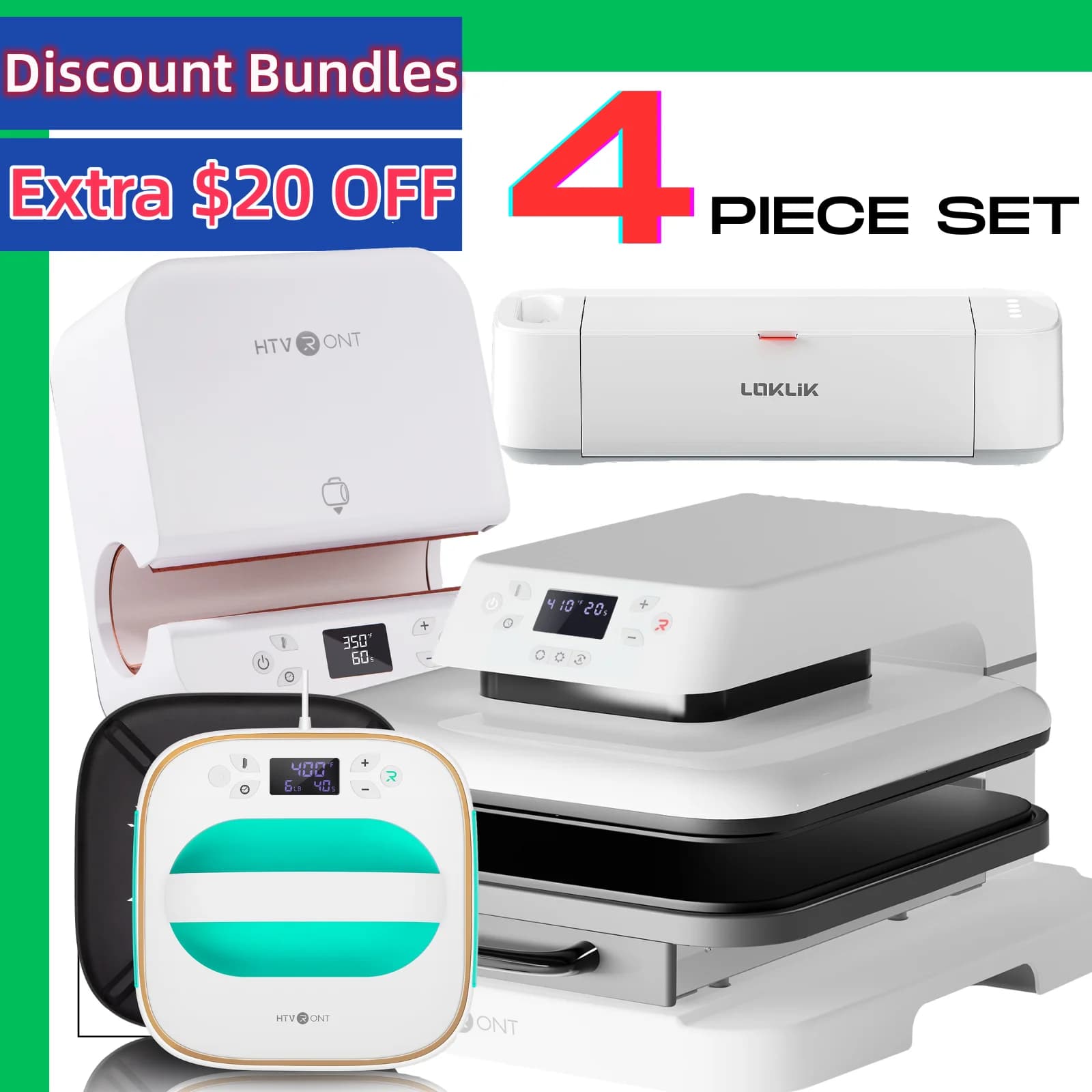 HTVRONT Pressa di Calore Automatica + Pressa di Calore per Bicchieri per Tazze + Pressa di Calore Quadrata + Macchina per Taglierina per Vinile per Tazze Fai da Te T-shirt + Regali