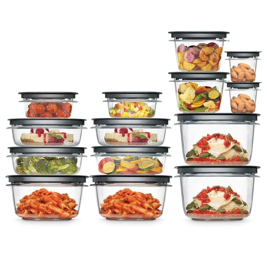 Set di 28 Contenitori per Alimenti Trasparenti Grigio Chiaro, Basi a Chiusura Ermetica Premium e Coperchi di Varie Dimensioni, Perfetti per Preparazione Pasti, Avanzi e Conservazione
