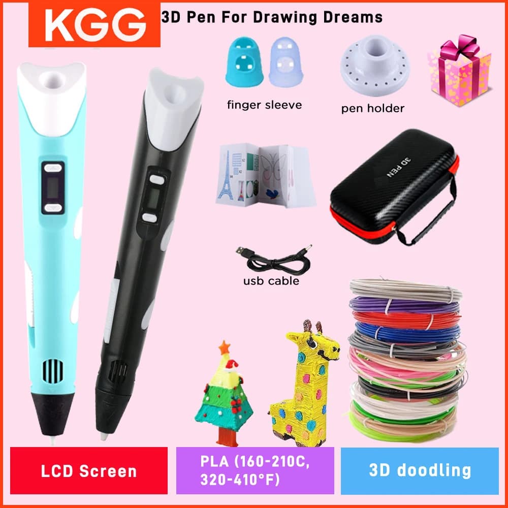 3D Printing Pen Drawing with LCD Screen Pen Compatible with Filament PLA Toys Safe Paiting for Kids Birthday Gift DIY for Kids