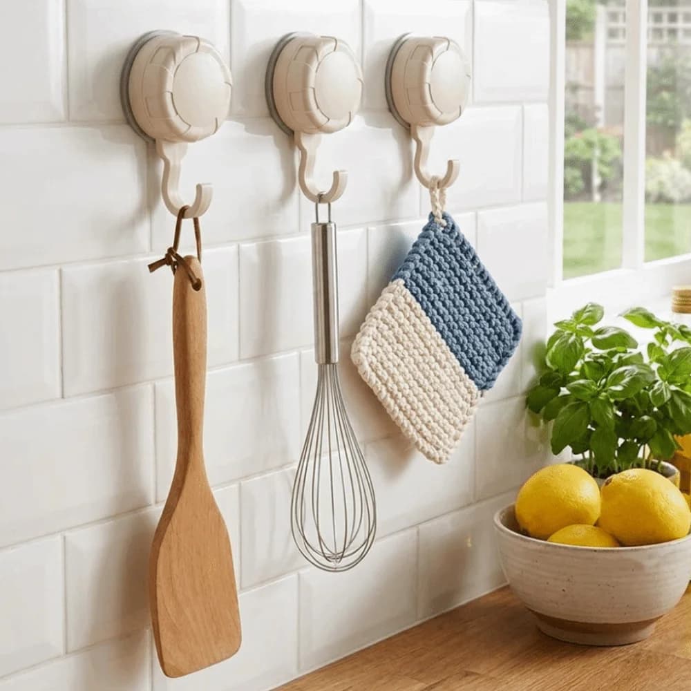 3Pcs Waterproof Suction Cup Hooks Detachable Punch-free Nail-free Vacuum Hooks Strong Load-bearing Wall Mounted Wall Hooks