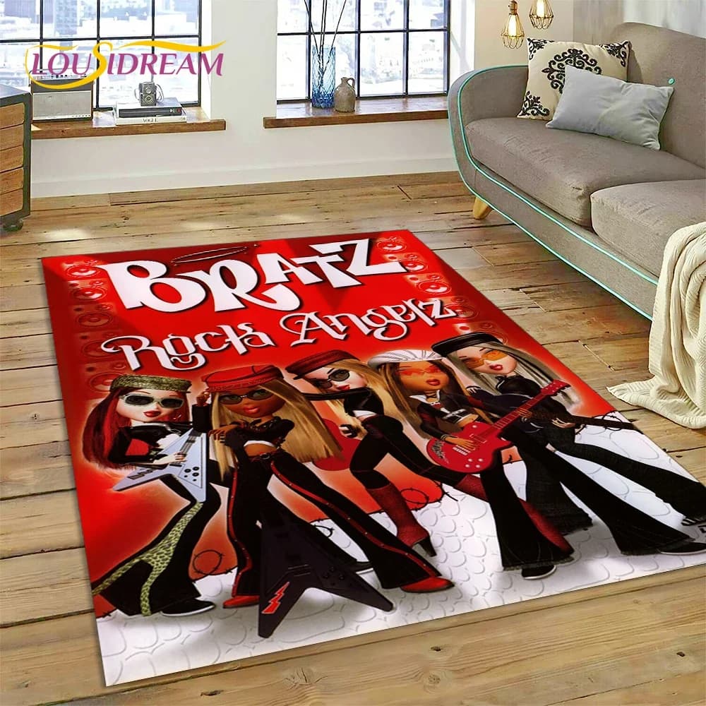 3D Bratz Cartoon Girlz Rock Game HD Tappeto per la casa Soggiorno Camera da letto Divano Zerbino Decor, Tappeto per bambini Tappetino antiscivolo