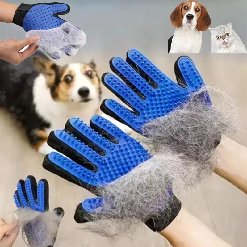 Pet grooming gloves 2 pieces, hair removal gloves with hair removal and massage for dogs and cats to remove floating hair tools,